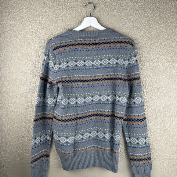 American Eagle Outfitters Men’s Sz Small Gray Fair Isle Crew Neck Sweater - Picture 2 of 5